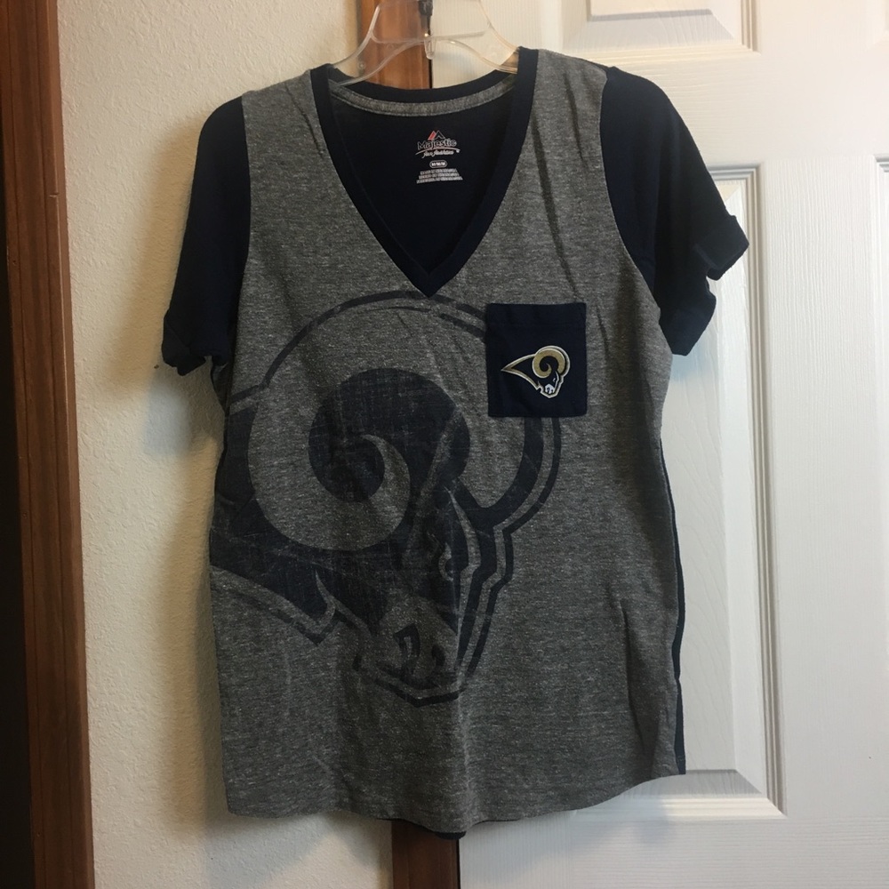 Los Angeles LA Rams SS V-Neck Graphic T-shirt Sz M